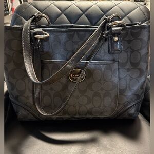 Coach Black Signature Monogram Tote